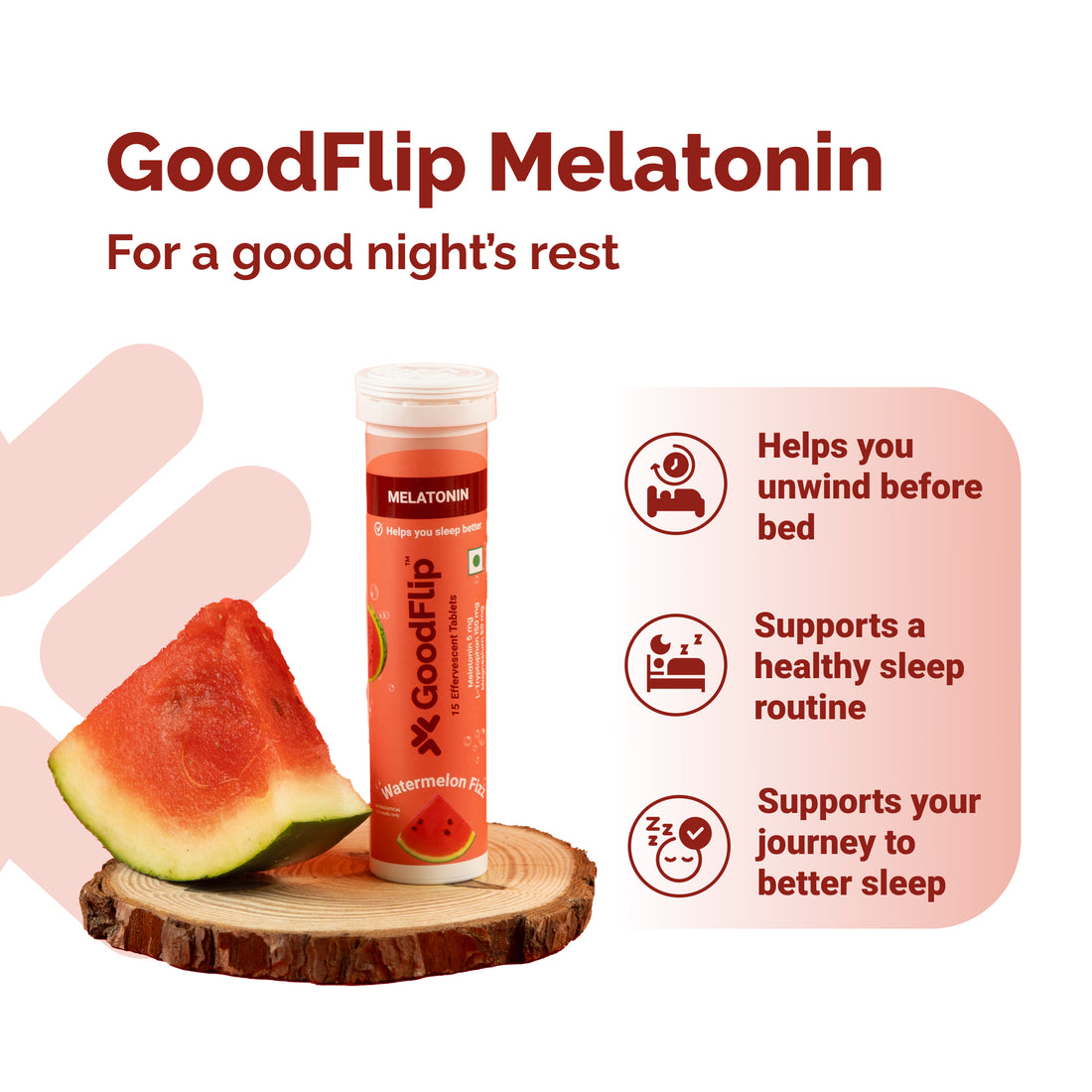 GoodFlip's Melatonin Watermelon Fizz Effervescent Tablets